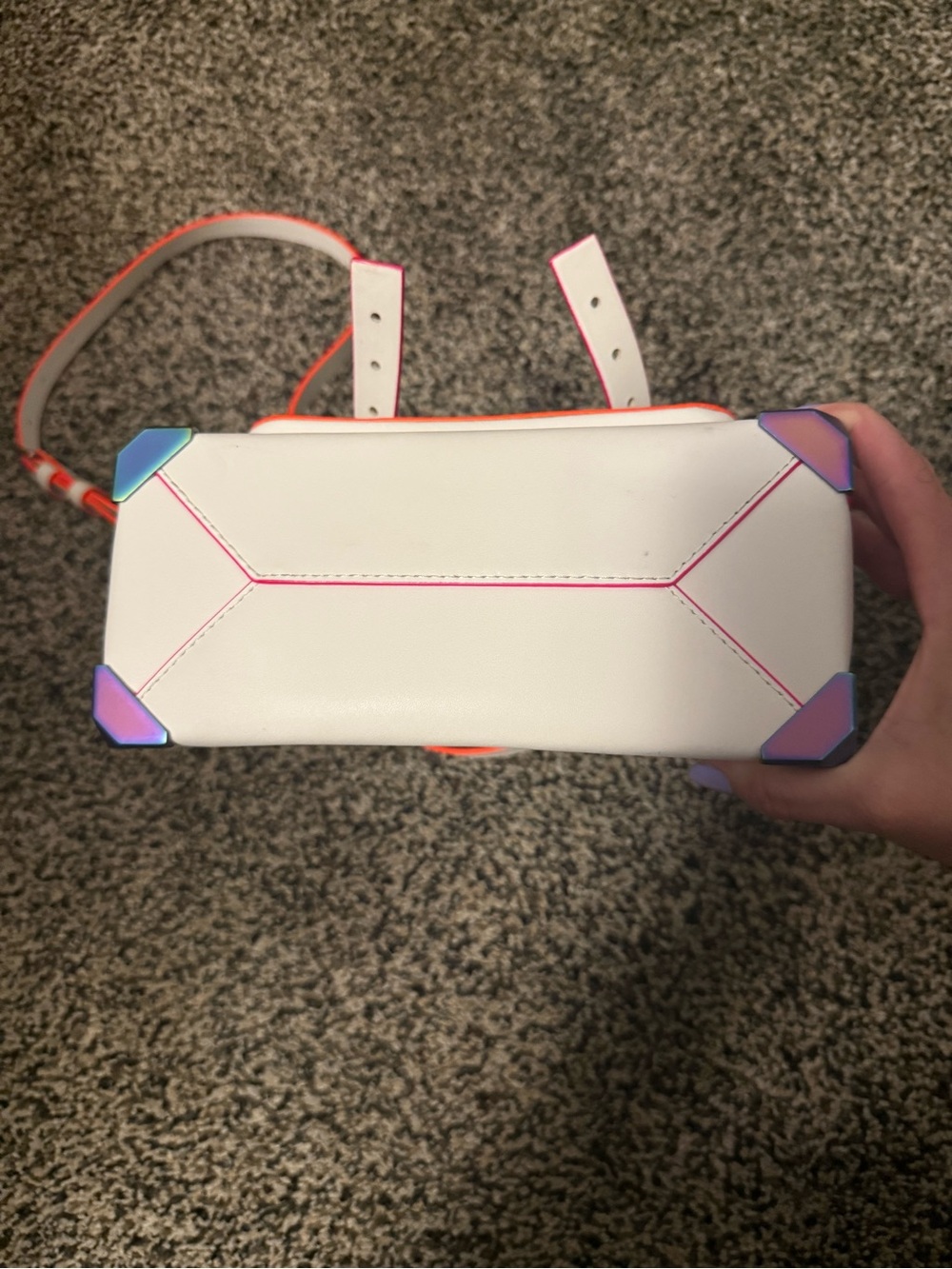 Michael Kors White Crossbody Satchel with Neon Pink & Orange Trim - Picture 4 of 4
